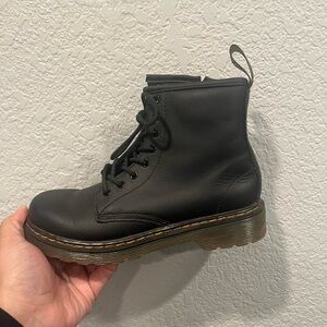 Dr. Martens Doc 1460 J Combat Boots Kids Youth Size 3 Black Leather Side Zip